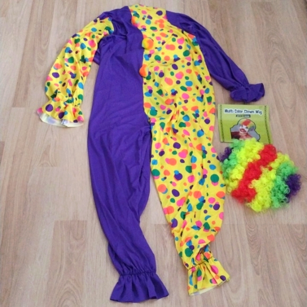 Halloween Smiley the Clown Costume inc. Hat & Wig Vintage